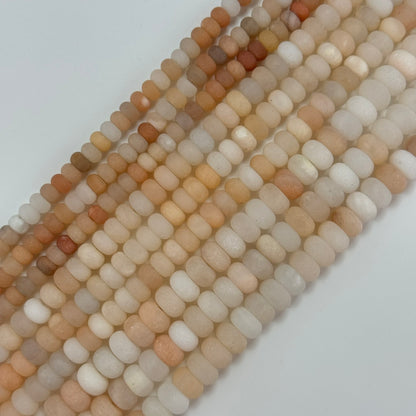 Peach Aventurine Frosted Rondelle Beads image 2