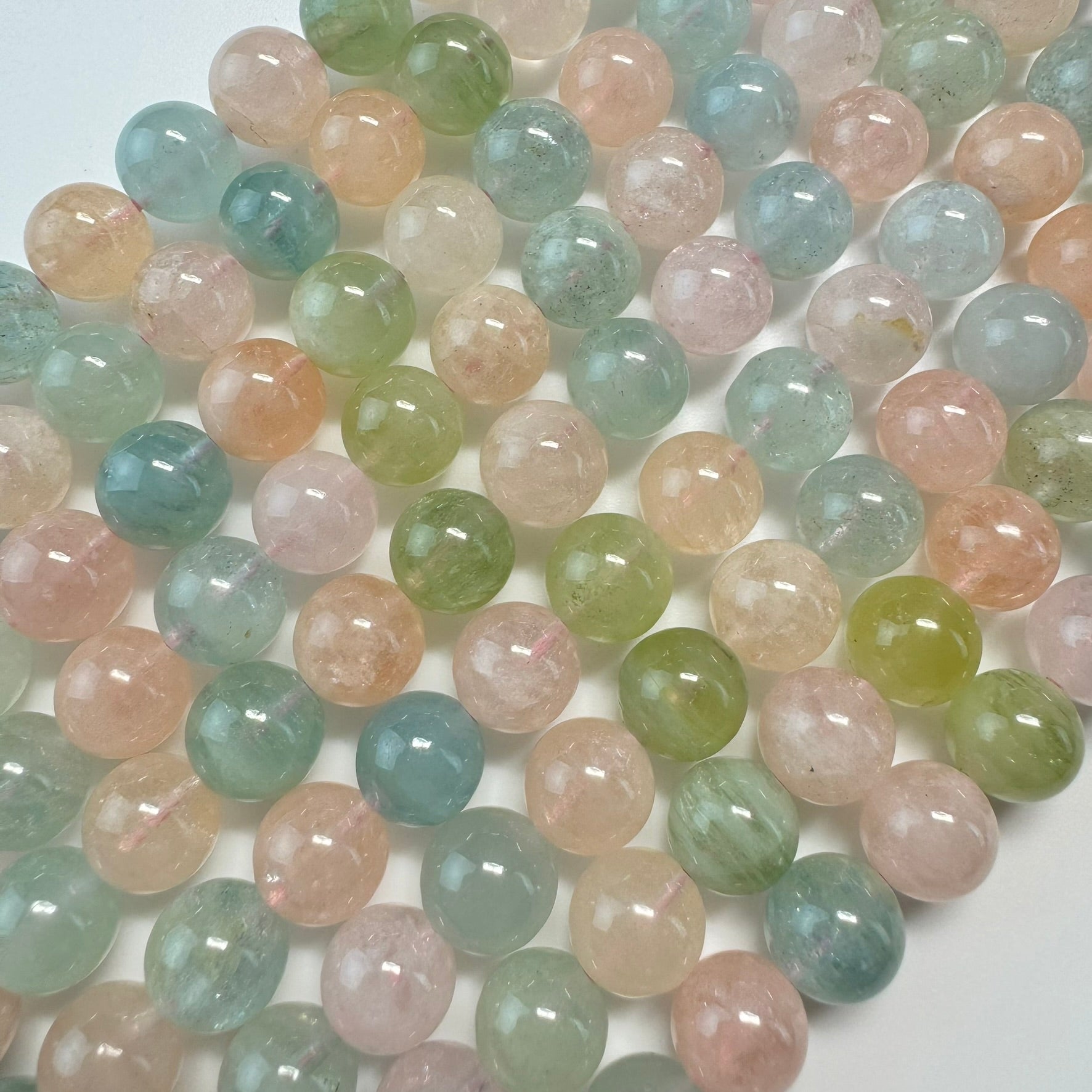 Aquamarine Morganite AA Polished Round Beads image 1