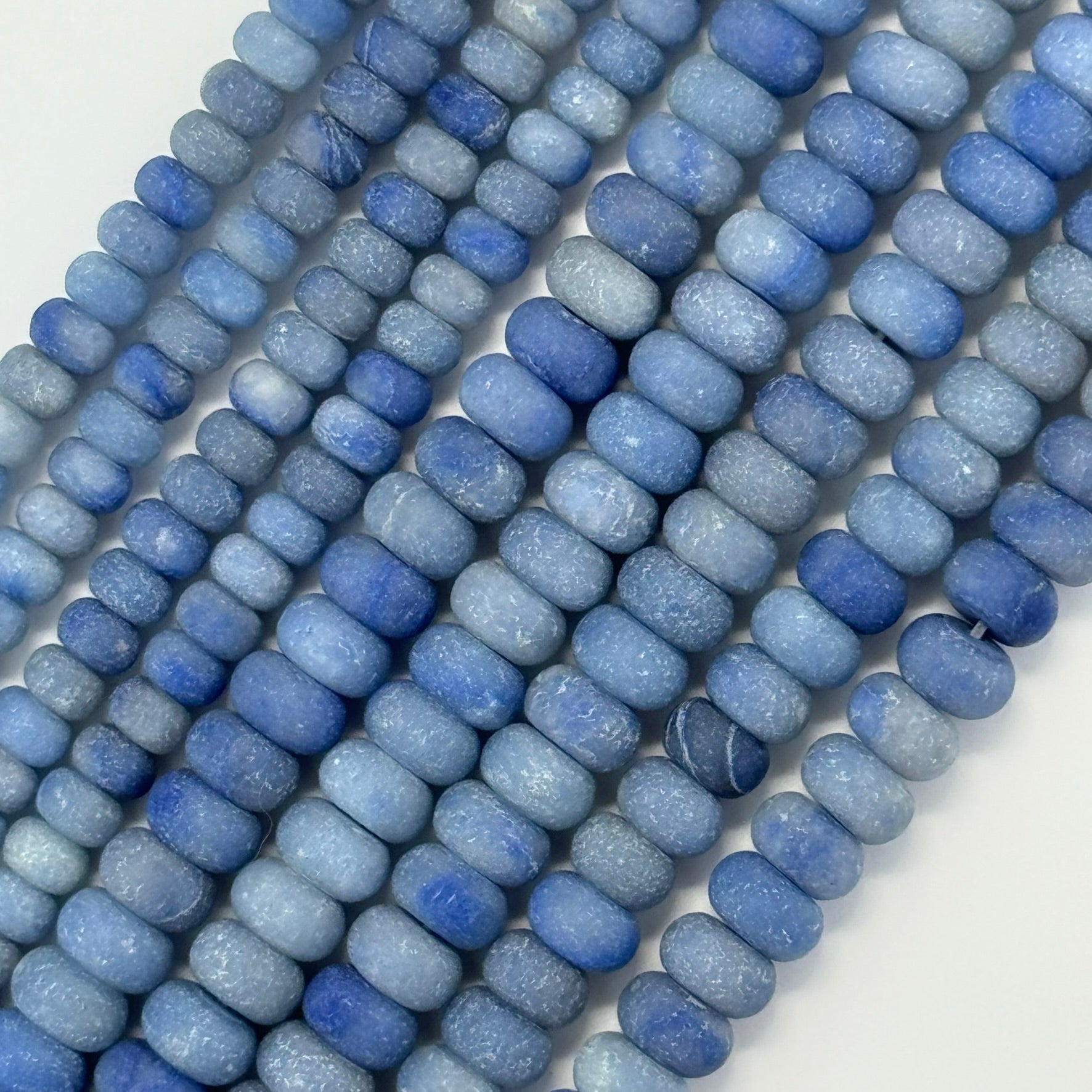 Blue Aventurine Quartz Frosted Rondelle Beads image 5