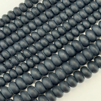 Black Onyx Frosted Rondelle Beads image 2