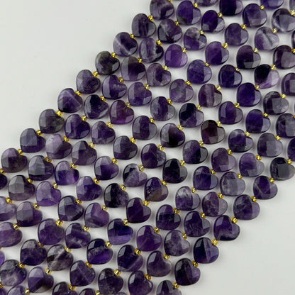 Chevron Amethyst Faceted Heart 12xï¿½12 mm Beads image 0
