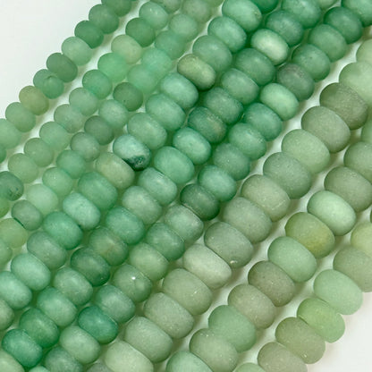 Green Aventurine Frosted Rondelle Beads image 0