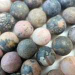 Dendritic Rhodonite Frosted Round Beads image 1