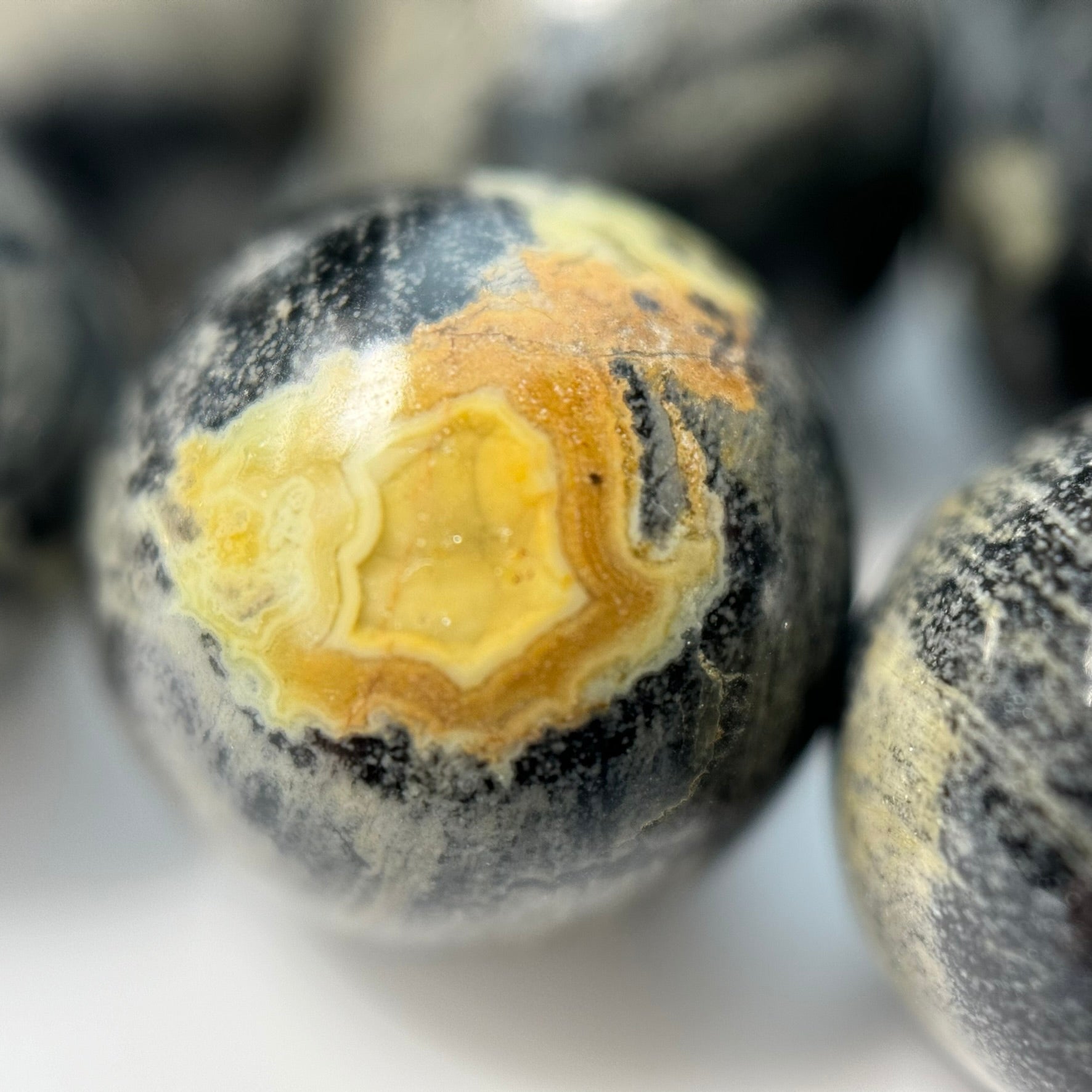 Black Silver Leaf Round Beads image 3