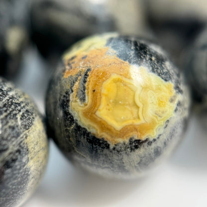 Black Silver Leaf Round Beads image 3