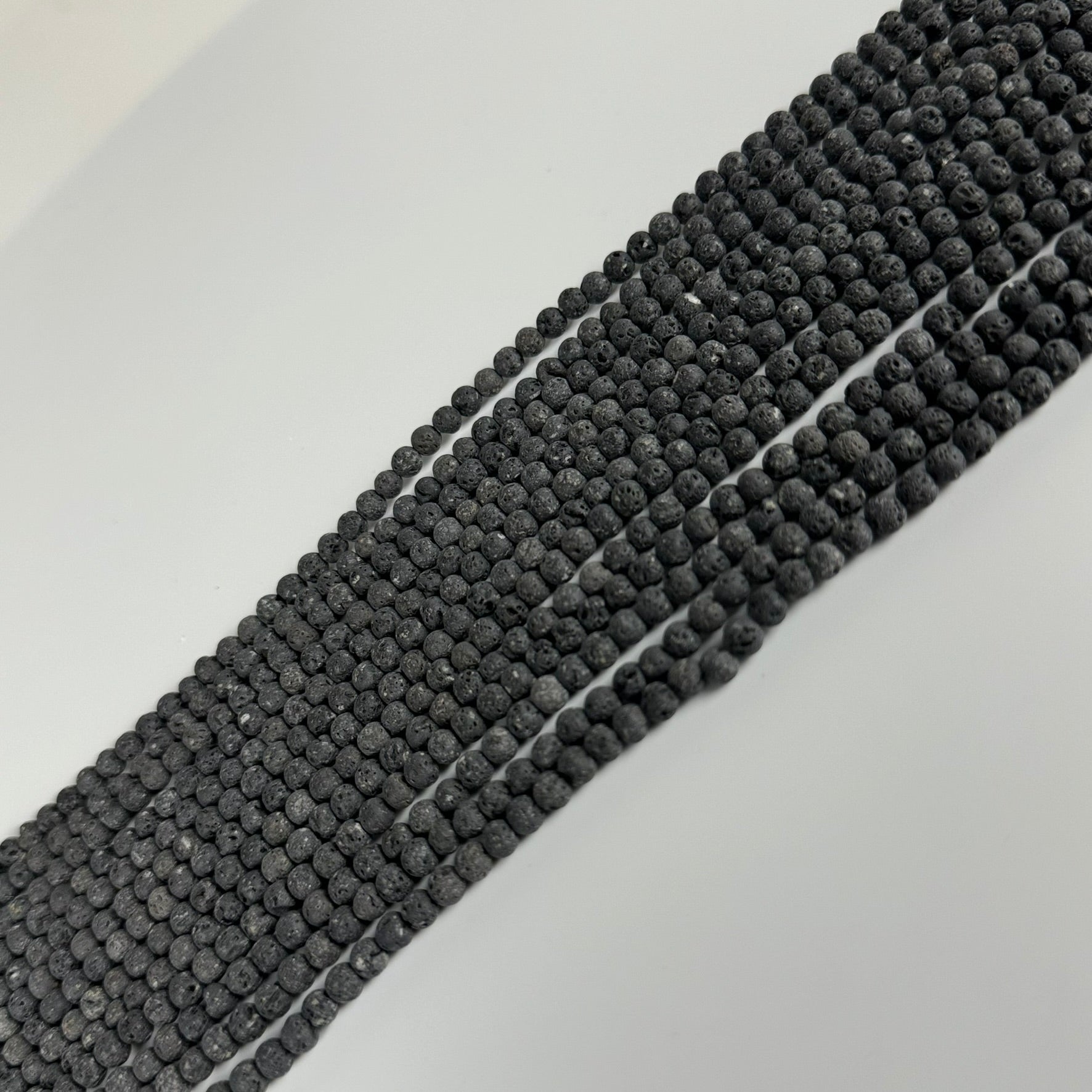 Black Lava Stones Unwaxed Round Beads image 6