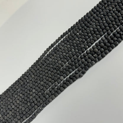 Black Lava Stones Unwaxed Round Beads image 6