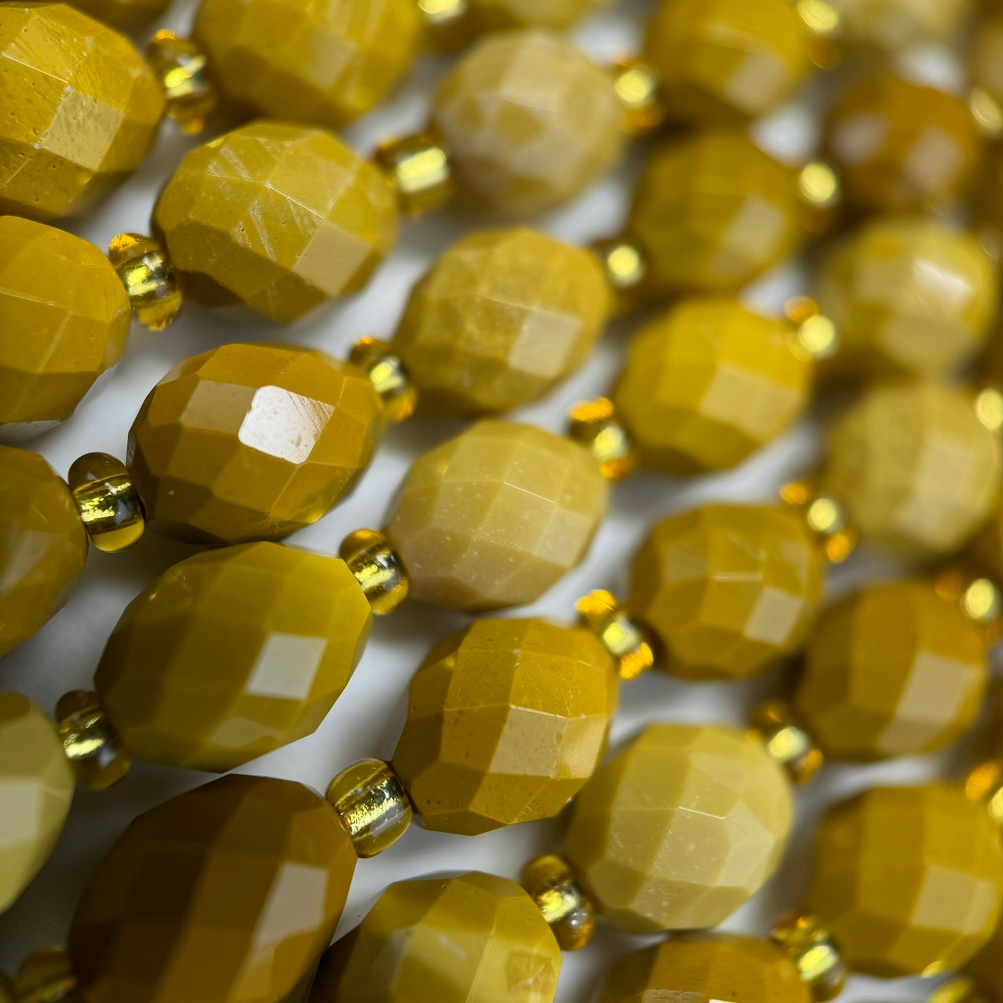 Yellow Mookaite Faceted Barrel 8 Beads image 2