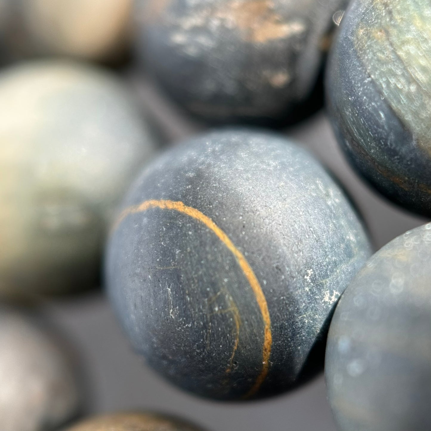 Blue Tiger's Eye Frosted Round Beads image 2