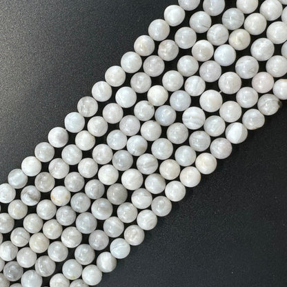 White Lace Chalcedony Polished Round Beads image 3