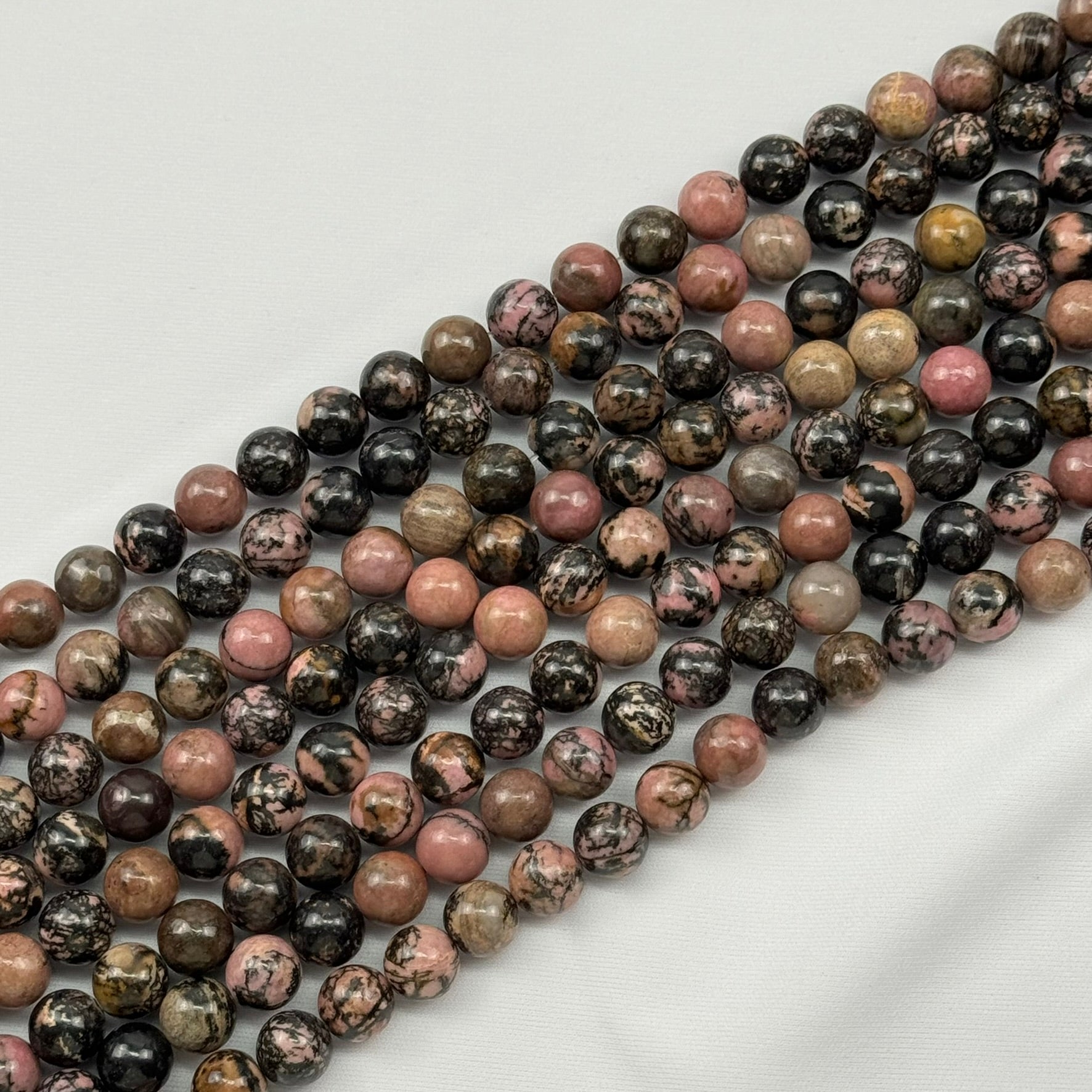 Dendritic Rhodonite Polished Round Beads image 4