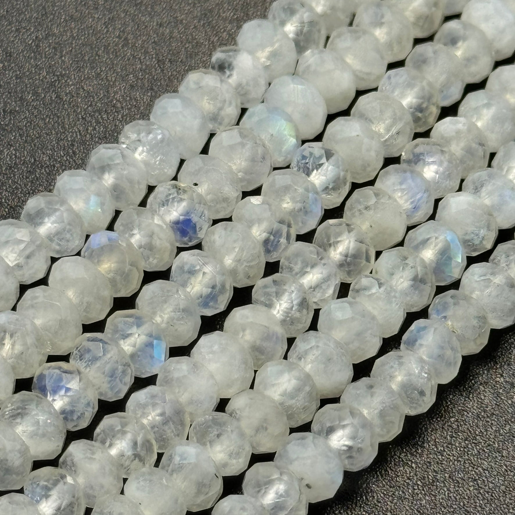 Rainbow Moonstone Faceted Rondelle Beads (AA Quality) image 4