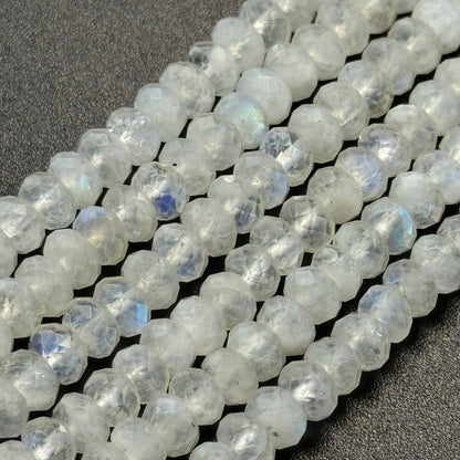 Rainbow Moonstone Faceted Rondelle Beads (AA Quality) image 4