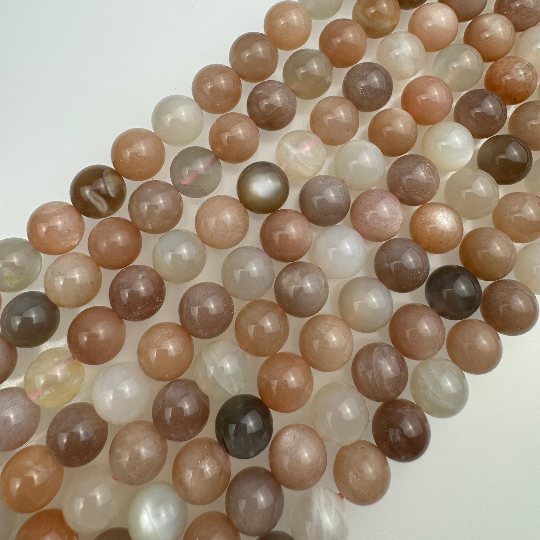 Mix-Pink Moonstone & Sunstone AA Polished Round Beads image 0