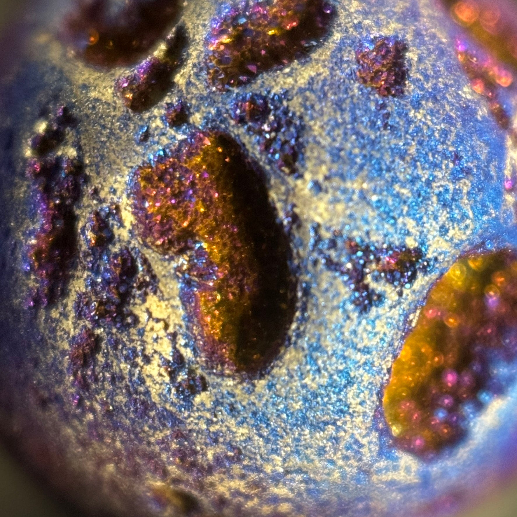 Titanium Plated Blue Druzy Quartz Round Beads image 5