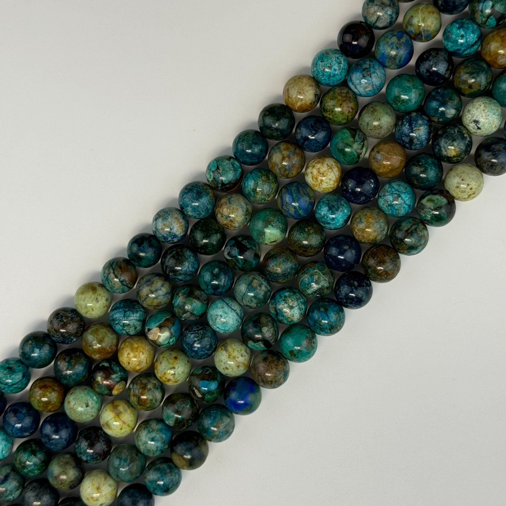 Blue Azurite Chrysocolla Polished Round Beads  (10mm) image 3