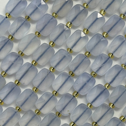 Blue Chalcedony Rectangular Faceted Cushion Cut Beads10xÂ8 mm Beads image 4