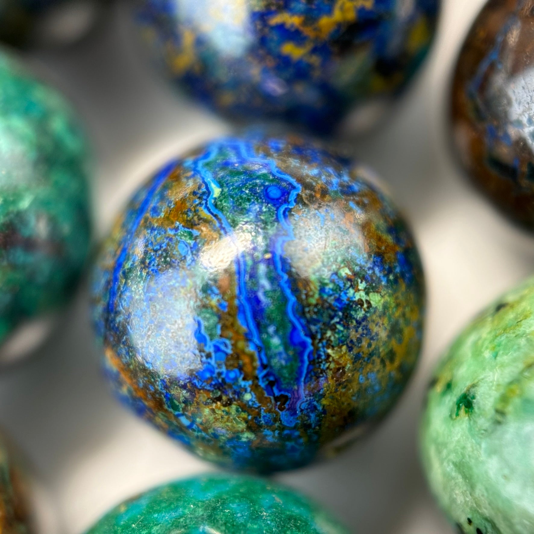 Azurite-Malachite AA Polished Round Beads image 3