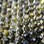Gold Sheen Obsidian Faceted Round Beads image 2