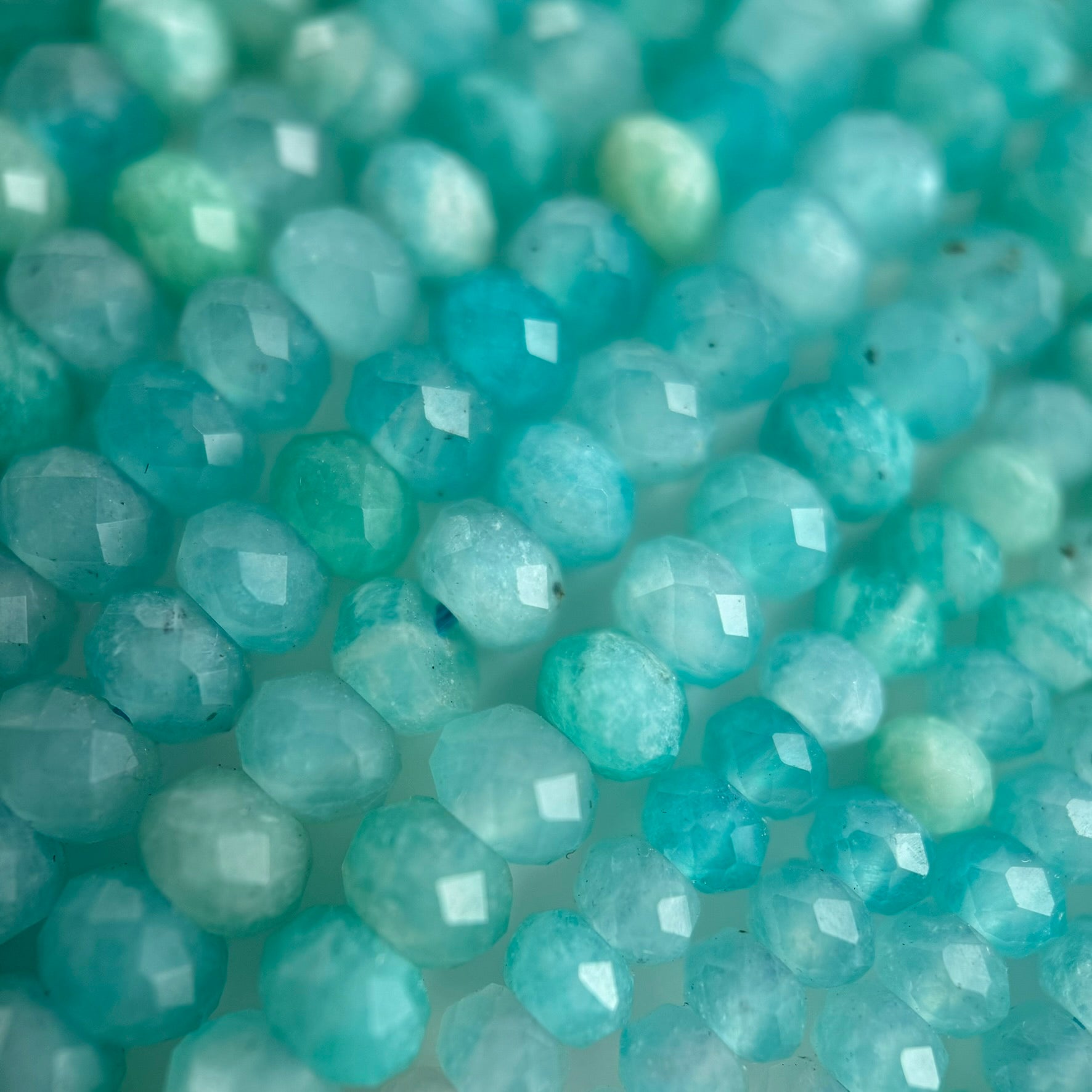 Amazonite AA Faceted Rondelle Gemstone Beads image 6