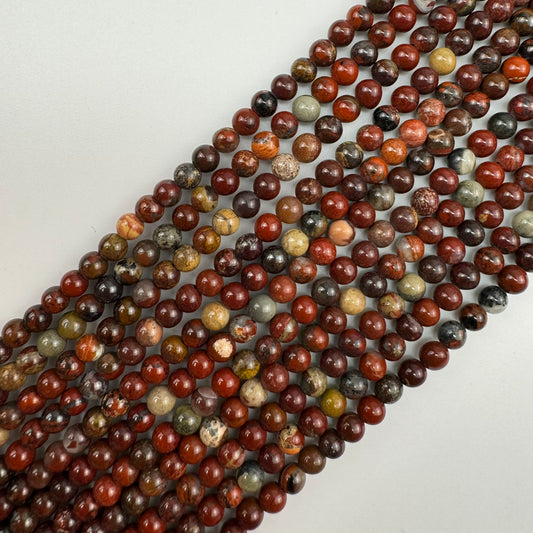 Jasper Red Flower Polished Round Beads (AA Quality)