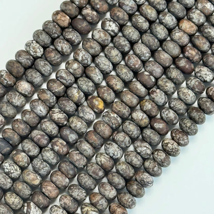 Brown Coral Jasper Frosted Rondelle Beads image 2