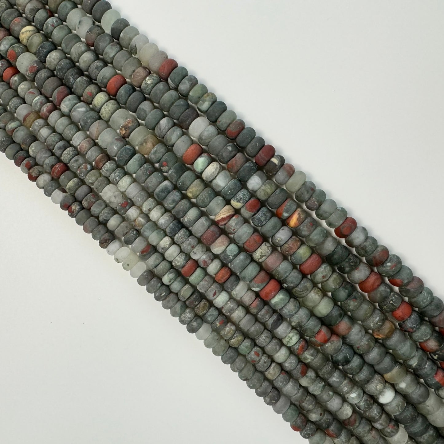 African Bloodstone Frosted Rondelle Beads image 3
