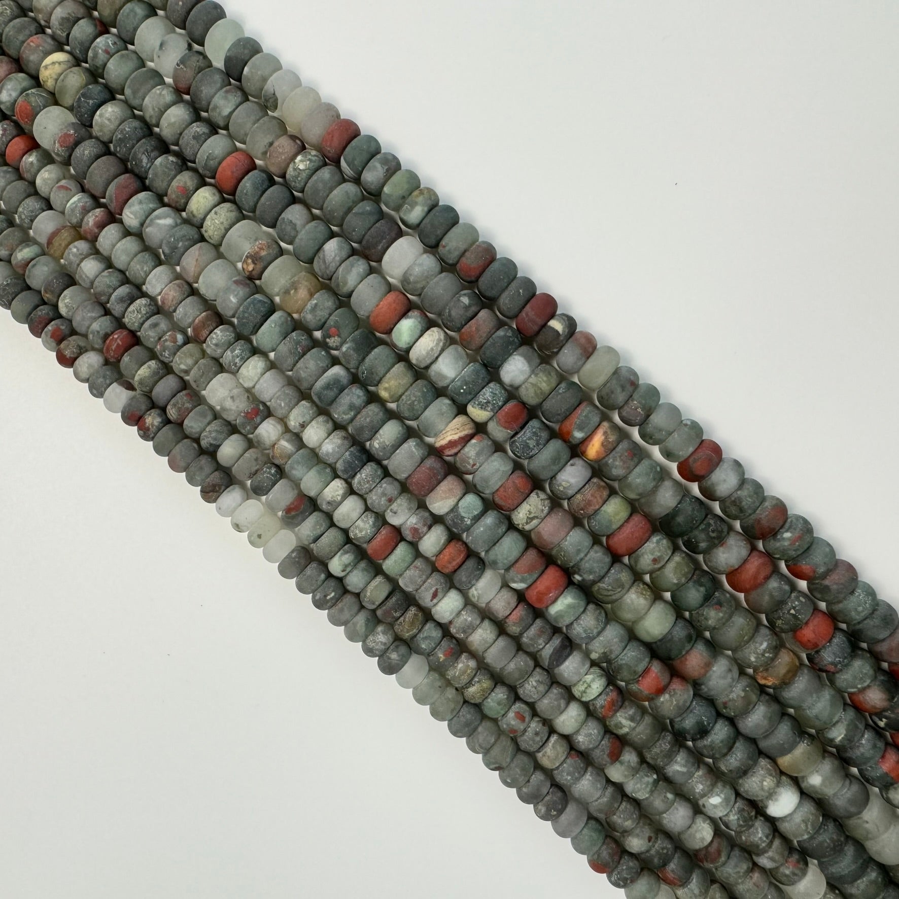 African Bloodstone Frosted Rondelle Beads image 3