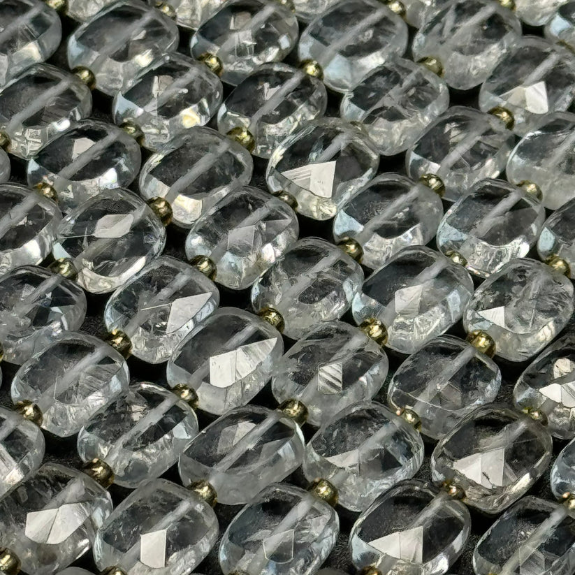 Clear Quartz Rectangular Faceted Cushion Cut Beads - Elegant Faceted Clear Quartz Beads