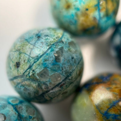 Blue Azurite Chrysocolla Polished Round Beads  (10mm) image 4