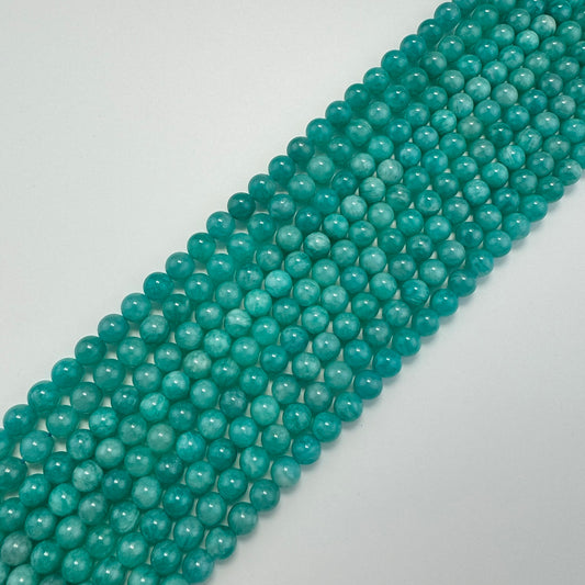 Peruvian Amazonite Polished Round Gemstone Beads - (AAA Quality)