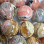 Dendritic Rhodochrosite Polished Round Beads image 1