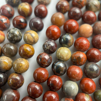 Red Flower Jasper Polished  Round Beads image 2
