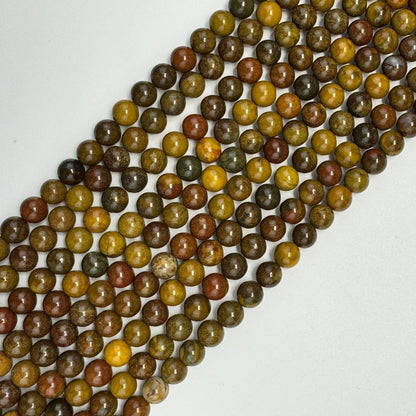 Mustard Fancy Agate Polished Round Beads image 3