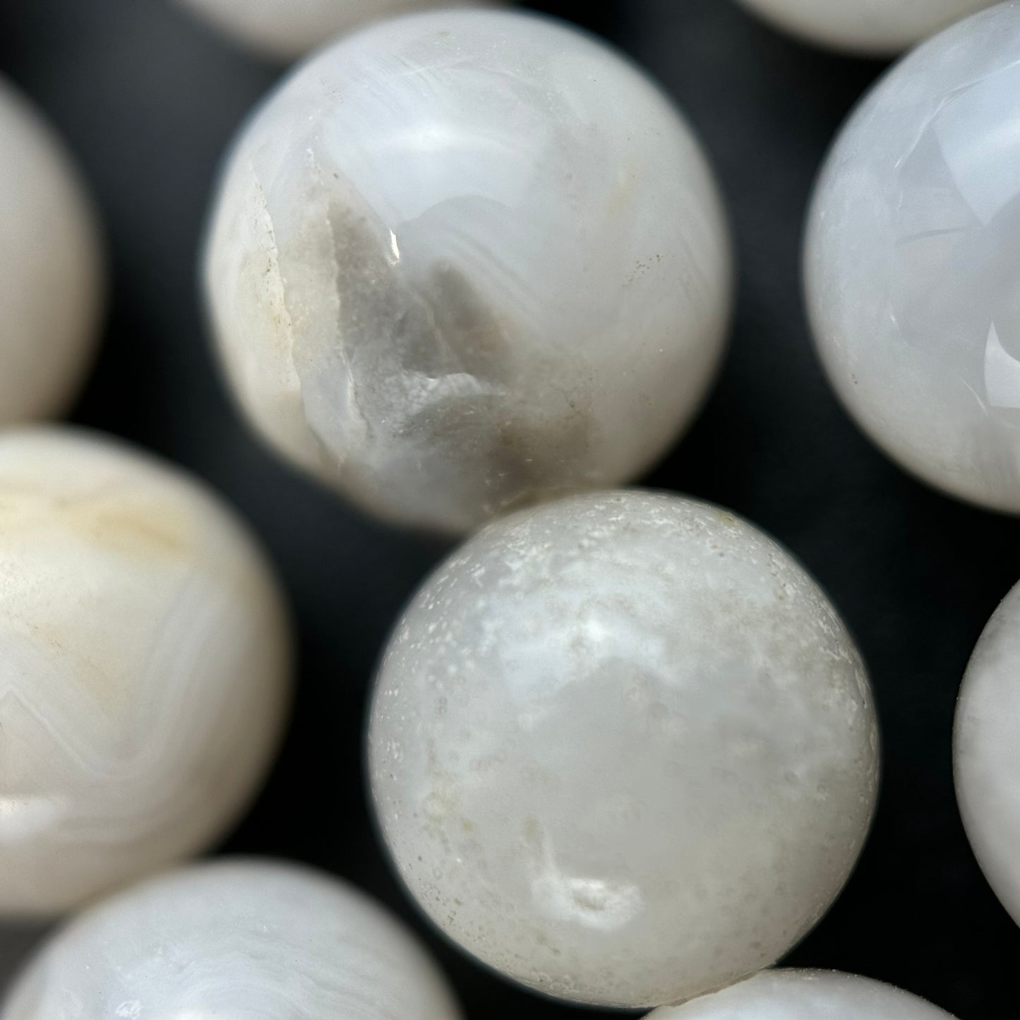White Lace Chalcedony Polished Round Beads image 1