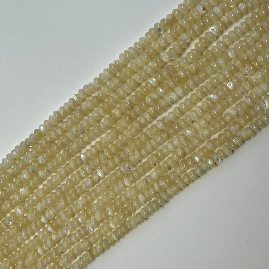 Cream Beige Mother Of Pearl Polished Rondelle Beads