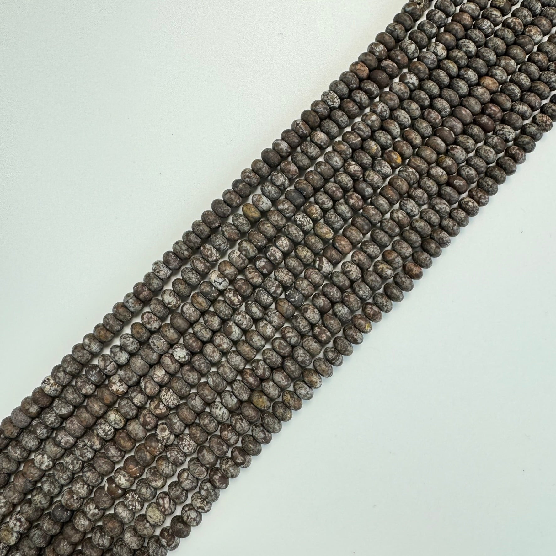 Brown Coral Jasper Frosted Rondelle Beads image 3
