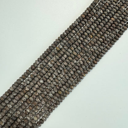 Brown Coral Jasper Frosted Rondelle Beads image 3