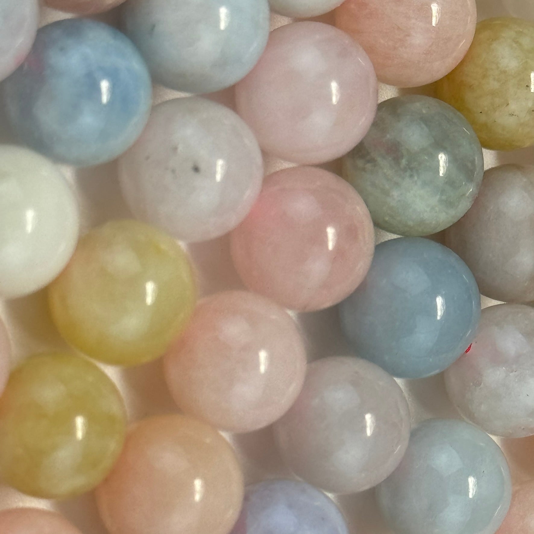 Morganite Aquamarine Polished Round Beads image 1