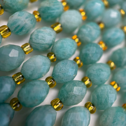 Brazilian Amazonite AA Faceted Barrel Gemstone Beads image 1