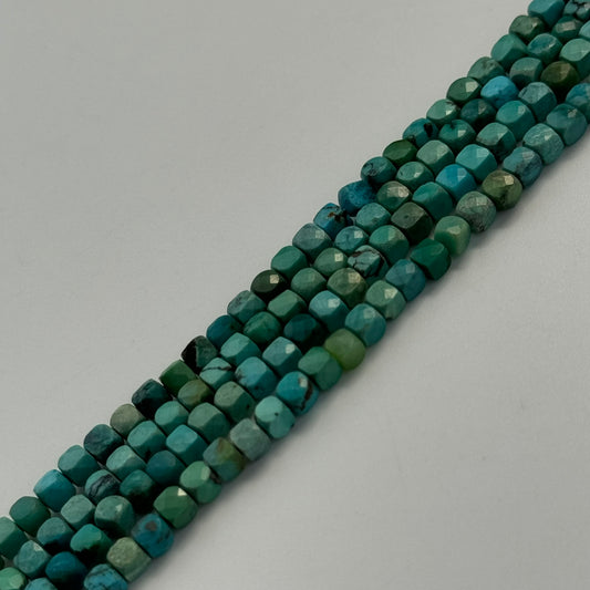 Turquoise Faceted Square Gemstone Beads