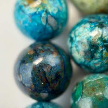 Blue Azurite Chrysocolla Polished Round Beads  (10mm) image 5