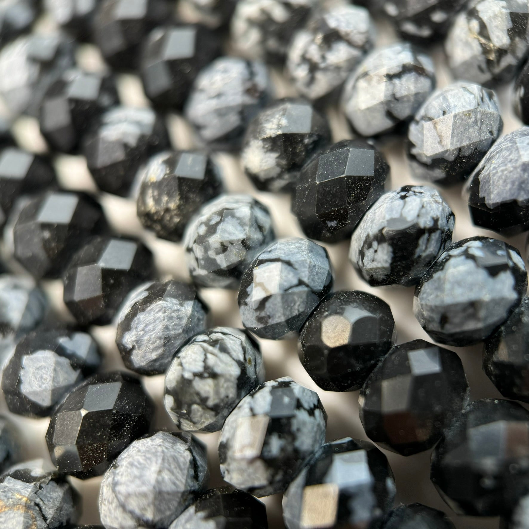 Snowflake Obsidian Faceted Rondelle Beads image 4
