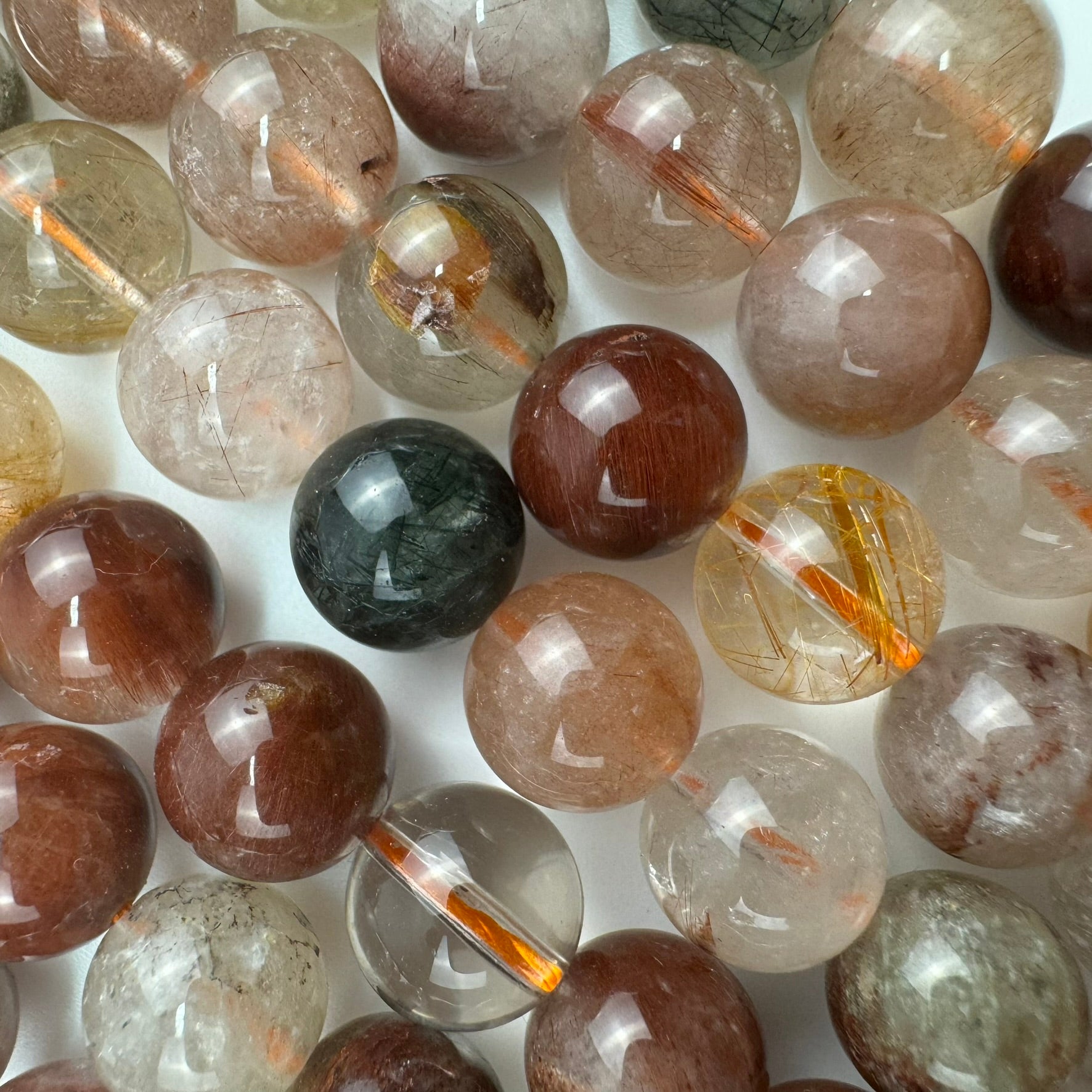 Multi-Colour Rutilated Quartz Polished  Round Beads image 5