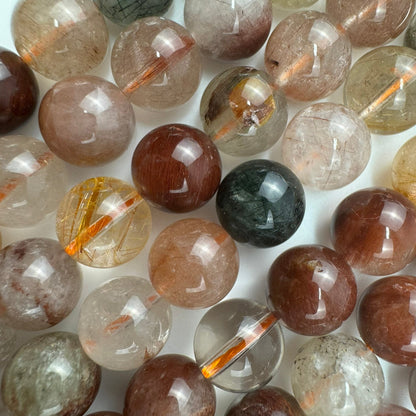 Multi-Colour Rutilated Quartz Polished  Round Beads image 5
