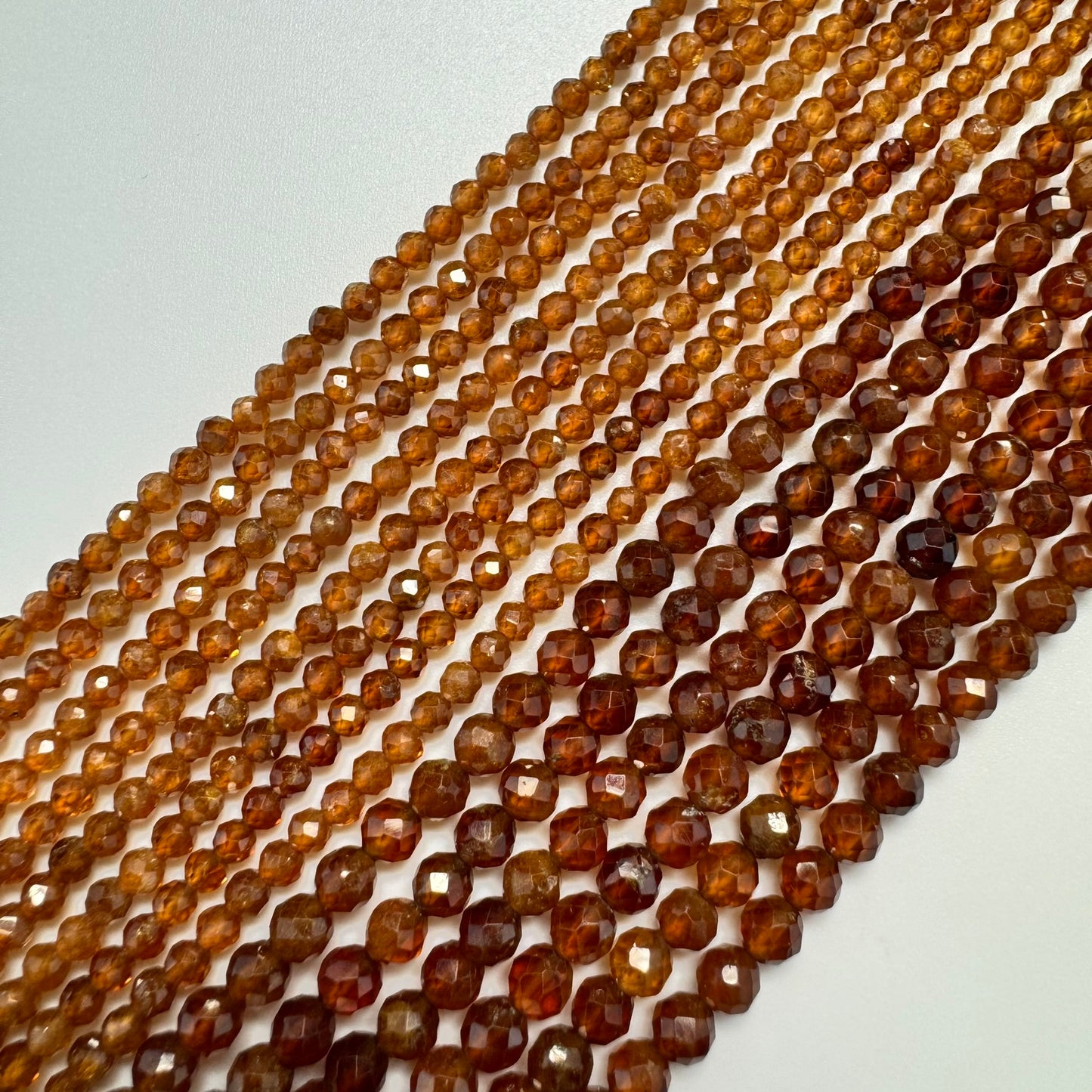 Hessonite Garnet Beads - Faceted Garnet Beads - Round Shape