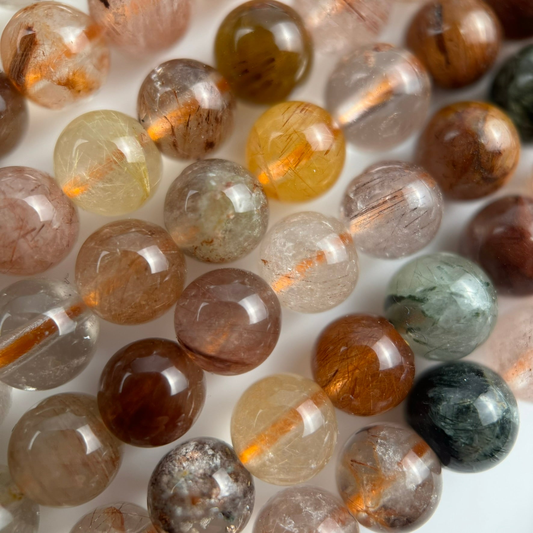 Multi-Colour Rutilated Quartz Polished  Round Beads image 2