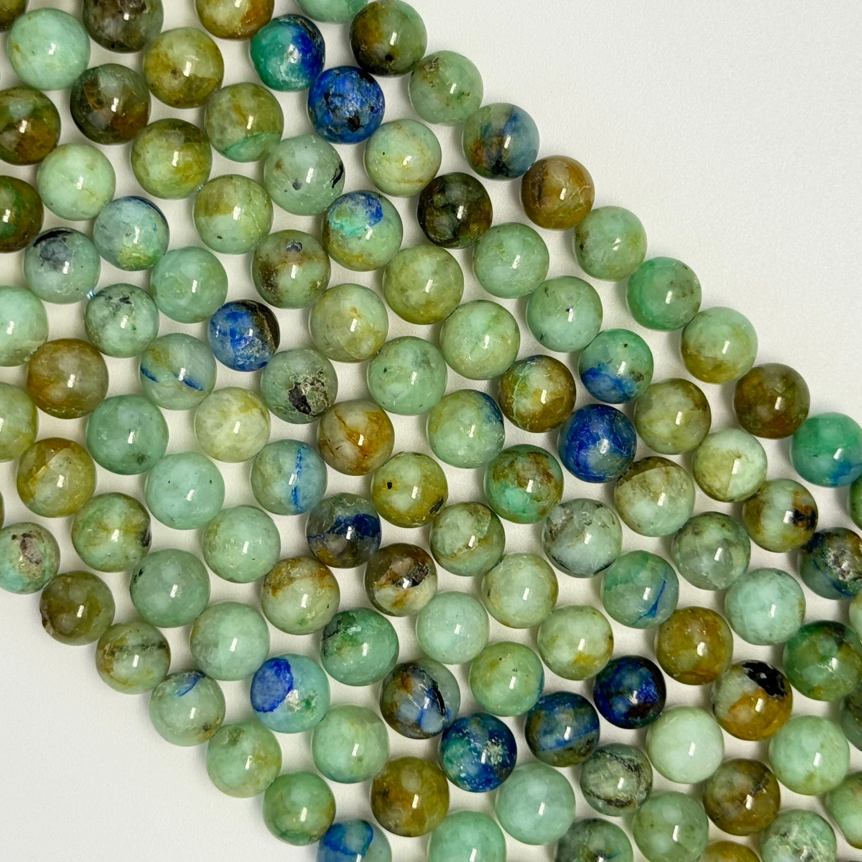 Azurite and Chrysocolla Polished Round Beads  - A Quality image 7