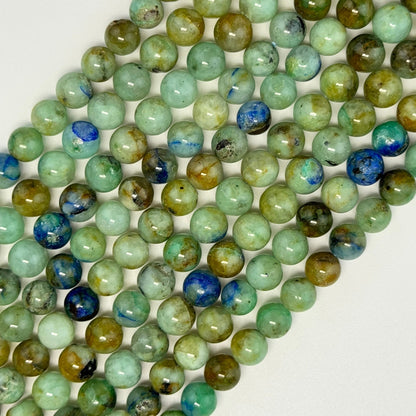 Azurite and Chrysocolla Polished Round Beads  - A Quality image 7