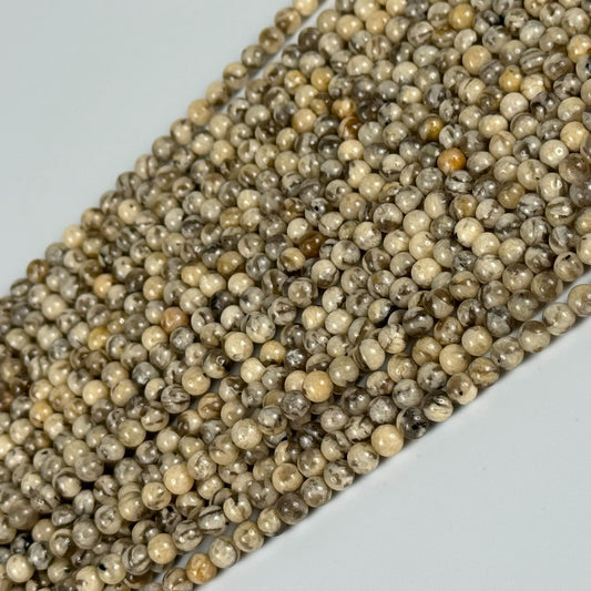 Beige/Cream Feldspar Polished  Round Beads image 0